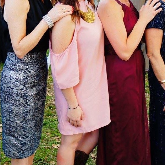 Light Pink Cold Shoulder Aline Dress - Picture 7 of 7